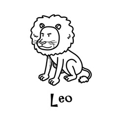 Leo Zodiac, a hand drawn vector cartoon doodle illustration of Leo zodiac, The Lion.