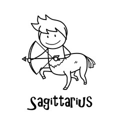 Sagittarius Zodiac, a hand drawn vector cartoon doodle illustration of Sagittarius zodiac, The Centaur Archer.