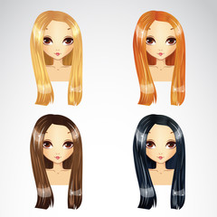 Obraz premium Set Of Long Hair Styling
