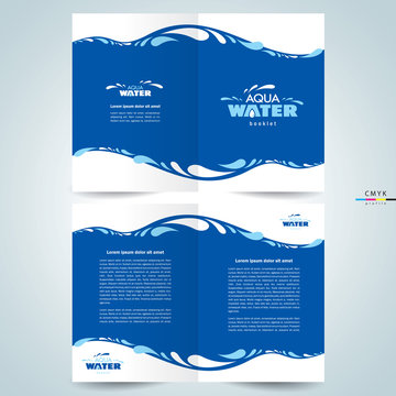 brochure design template booklet water aqua splash drops blue