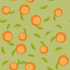 Seamless pattern with cartoon peaches. Fruits repeating background. Endless print texture. Fabric design. Wallpaper 594