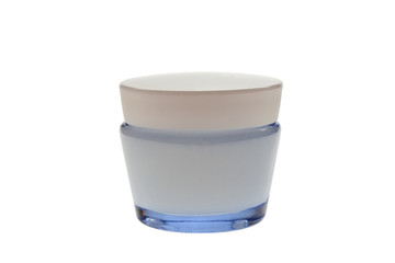 Cream container isolated  on white background