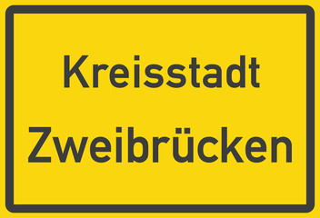 Ortstafel Kreisstadt Zweibrücken 