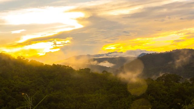 Mountains with Fast Moving Mist and Clouds