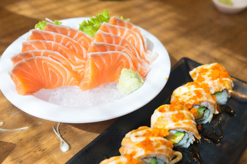 salmon sashimi , japanese style cuisine