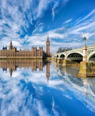 Gordijnen Big Ben with bridge in London, England, UK © Tomas Marek