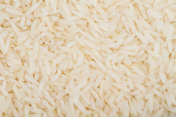 Basmati rice top view, Close up healthy grains background