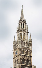 Fototapeta na wymiar Munich Germany - new City Hall clock tower in Gothic revival architecture