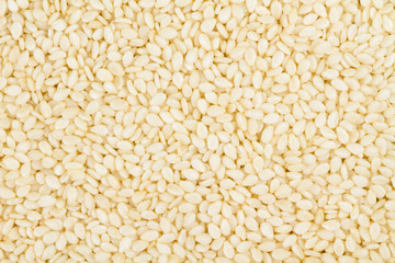 Close up white sesame healthy grain top view