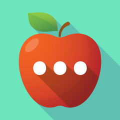 Long shadow red apple icon with  an ellipsis orthographic sign