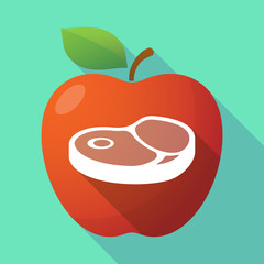 Long shadow red apple icon with  a steak icon