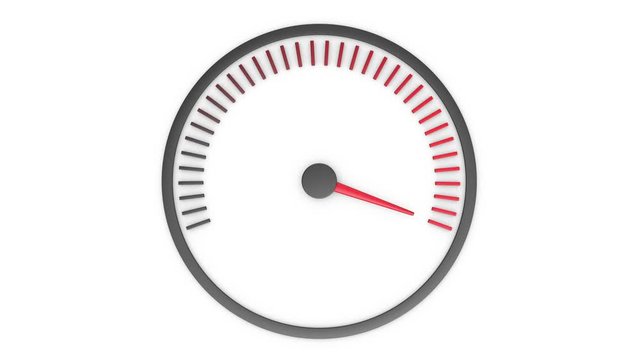 Speedometer needle reaching maximum value 