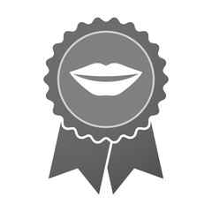 Isolated award badge with  a female mouth smiling