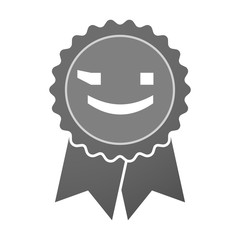 Isolated award badge with  a wink text face emoticon