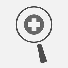 Obraz premium Isolated magnifier icon with a round pharmacy sign