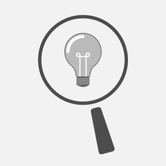 Isolated magnifier icon with a light bulb