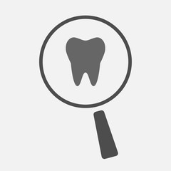 Isolated magnifier icon with a tooth