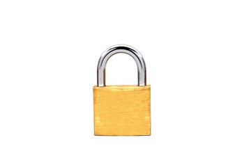 Fototapeta premium Metal padlock isolated on white background