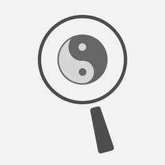 Isolated magnifier icon with a ying yang
