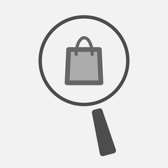 Isolated magnifier icon with a shopping bag