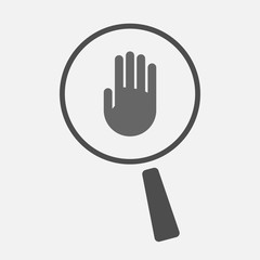 Isolated magnifier icon with a hand