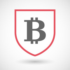 Isolated line art shield icon with a bit coin sign