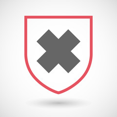 Obraz premium Isolated line art shield icon with an irritating substance sign