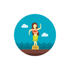 Hula Dancer Statuette icon. Summer. Vacation