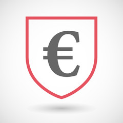 Isolated line art shield icon with an euro sign