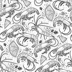Graphic vector shrimps pattern