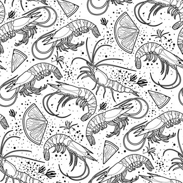 Graphic vector shrimps pattern