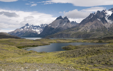 Panoramic view of Torres Del Paine National Park, Patagonia, Chi