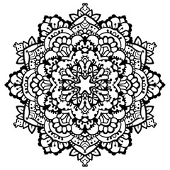Mandala. Round ornament pattern. Decorative element. Mandala in black color. Mandala for anti stress adults coloring book. Mandala design.