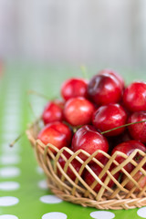 Pile of cherries in the basket
