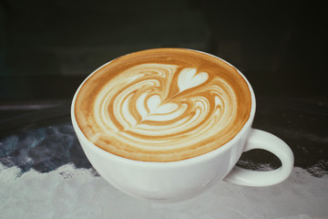 Vintage latte art coffee