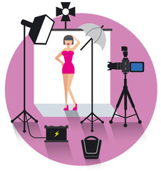 photo studio and model concept icon