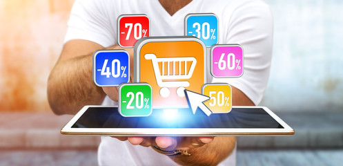 Young man shopping during sales period