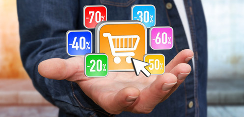 Young man shopping during sales period