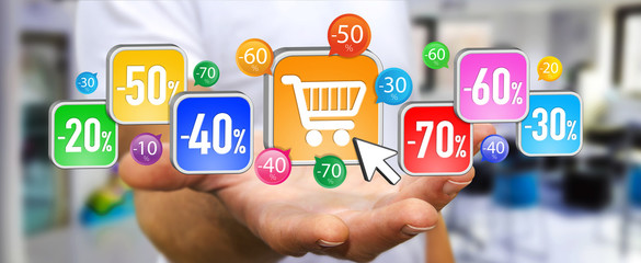 Young man shopping during sales period