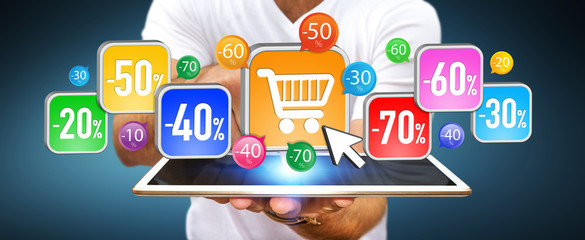 Young man shopping during sales period