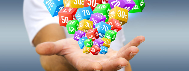 Young man shopping during sales period