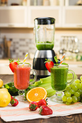 Fresh smoothies in glass