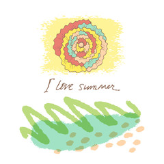 Vector cute floral card. Hand drawn colorful background. Greeting card with flowers can be used as invitation card for wedding, birthday and other holiday and summer background. Vector illustration.