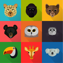 Obraz premium Animals color flat set