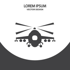 Military helicopter icon on the background