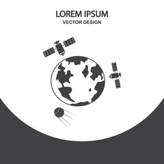 Earth and satellites icon on the background