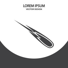 Flying comet icon on the background