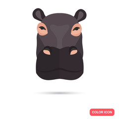 Hippo color flat icon