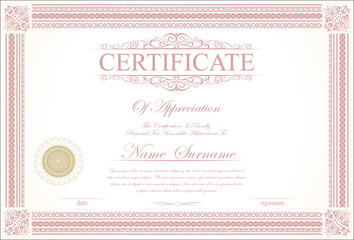 Retro vintage certificate or diploma template