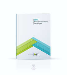 Cover design template for annual report with arrow in material style